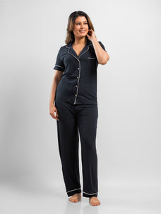 Adalyn - Short Sleeve Classic LPJ Set in Black Buy Clothing and Fashion Online for specialGifts