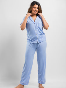 Adalyn - Short Sleeve Classic LPJ Set in Hydrangea  Online for externalFeedProduct