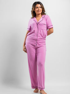 Adalyn - Short Sleeve Classic LPJ Set in Opera Mauve Buy Clothing and Fashion Online for specialGifts