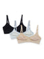 Shop in Sri Lanka for Anisha - Wireless Molded Soft Cup Plunge Bra - 3 Pack In Black, Grey Marl & Nude