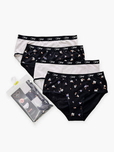 Dina - Brief 4 Pack in Black Floral & Dove Gray Combo Buy Clothing and Fashion Online for specialGifts