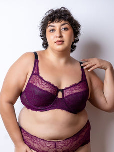 Charlotte - Wired All Lace Bra in Dark Purple Buy Clothing and Fashion Online for specialGifts