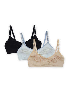 Esha - Wireless Molded Firm Control Stitch Line Plunge Bra - 3 Pack in Black, Grey Marl & Nude  Online for externalFeedProduct