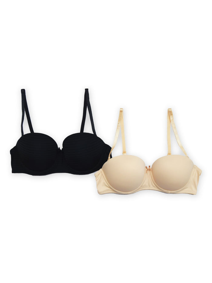Evelyn - Balcony Multiway Push Up Padded Wired Bra - 2 Pack In Black & Nude Online at Kapruka | Product# ef_AC_7645489103001