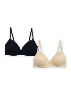 Harper - Triangle Padded Non Wired Bra - 2 Pack in Black & Nude  Online for externalFeedProduct