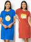 Shop in Sri Lanka for Kaitlyn - Sleep. Shirt Graphic In Barn Red & Turkish Sea - 2 Pack