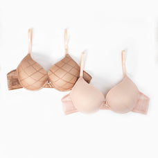 Cleo - Lace T-Shirt Plunge Bra 02 Pack in Terra & Nude Combo Buy Clothing and Fashion Online for specialGifts
