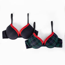 Iris - Cotton T-Shirt Plunge Bra 02 Pack in Plaid & Black Combo Buy Clothing and Fashion Online for specialGifts