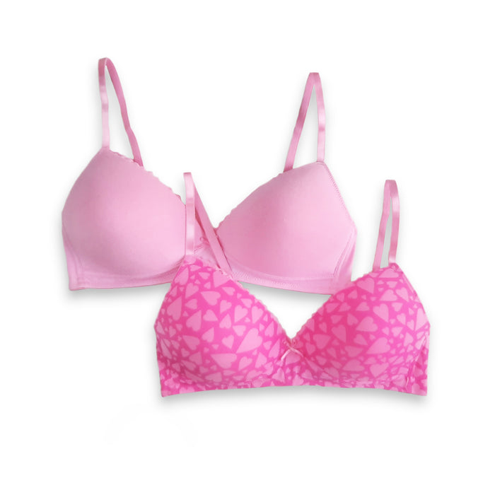 Ginger - 2 Pack - Triangle Padded Non Wired Bra In Pink Hearts & Pink Sol Combo Online at Kapruka | Product# ef_AC_7651902324889