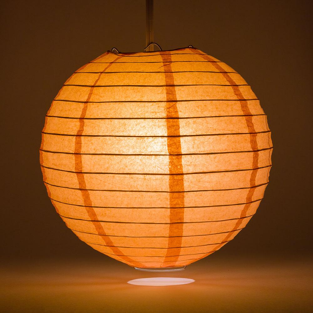 5 PACK  12 Inch Peach / Orange Coral Even Ribbing Round Paper Lantern,  Hanging Combo Set -  - Paper Lanterns, Decor, Party  Lights & More