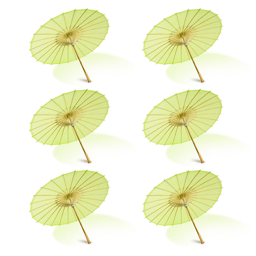 BULK PACK (6-Pack) 32 Inch Light Lime Paper Parasol Umbrella with Elegant Handle Paper Parasol Umbrellas | Luna Bazaar | Boho & Vintage Style Decor