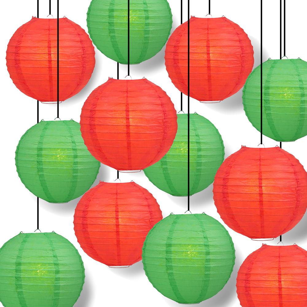 Quasimoon 8 Pack 12 inch Red Chinese New Year Prosperity Paper Lantern, Hanging Combo Set, Size: 12 Lanterns