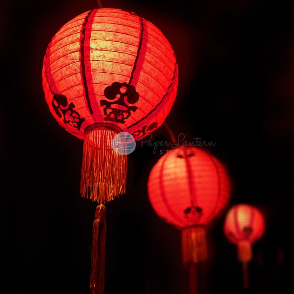 Quasimoon 12 Traditional Chinese New Year Paper Lantern w/Tassel