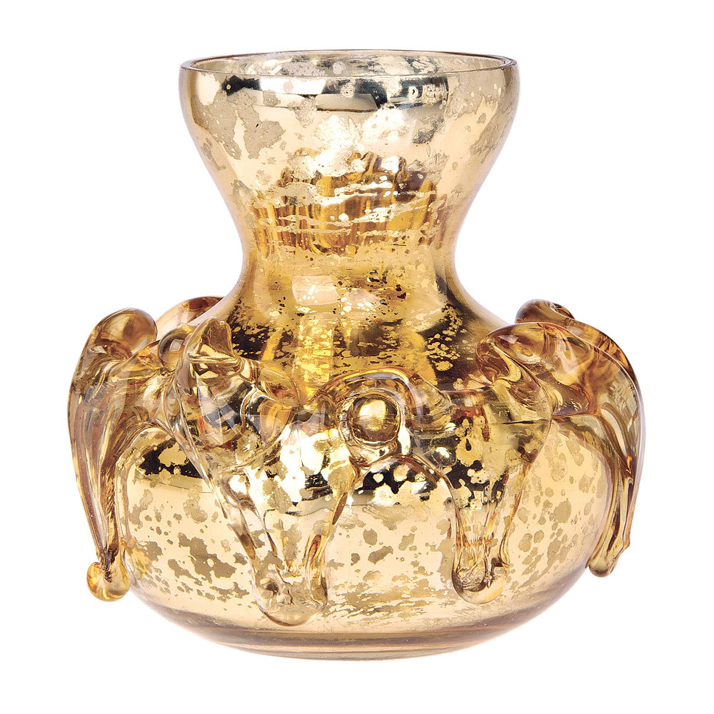 4-Pack Vintage Mercury Glass Vases (4-Inch, Bernadette Mini Ribbed