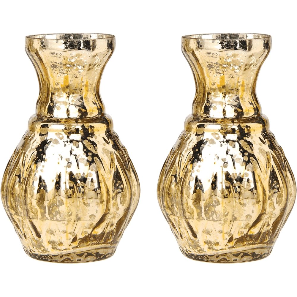 Vintage Mercury Glass Vase - 5.75-in Sophia Ruffled Genie Design, Gold -  Home Decor Flower Vase -  - Paper Lanterns, Decor,  Party Lights & More