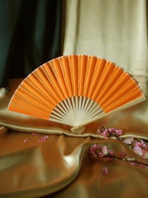 50-Pack 9&quot; Orange Silk Hand Fans for Weddings - Luna Bazaar | Boho &amp; Vintage Style Decor