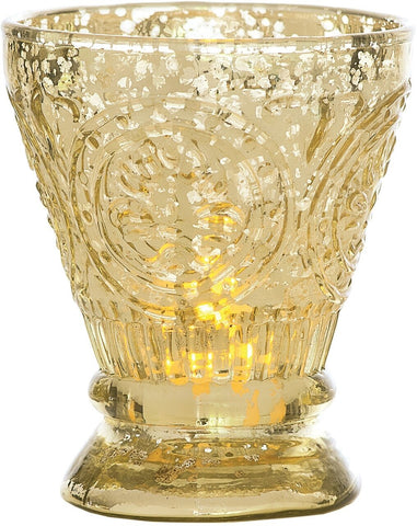 Vintage Mercury Glass Vase - 5.75-in Sophia Ruffled Genie Design