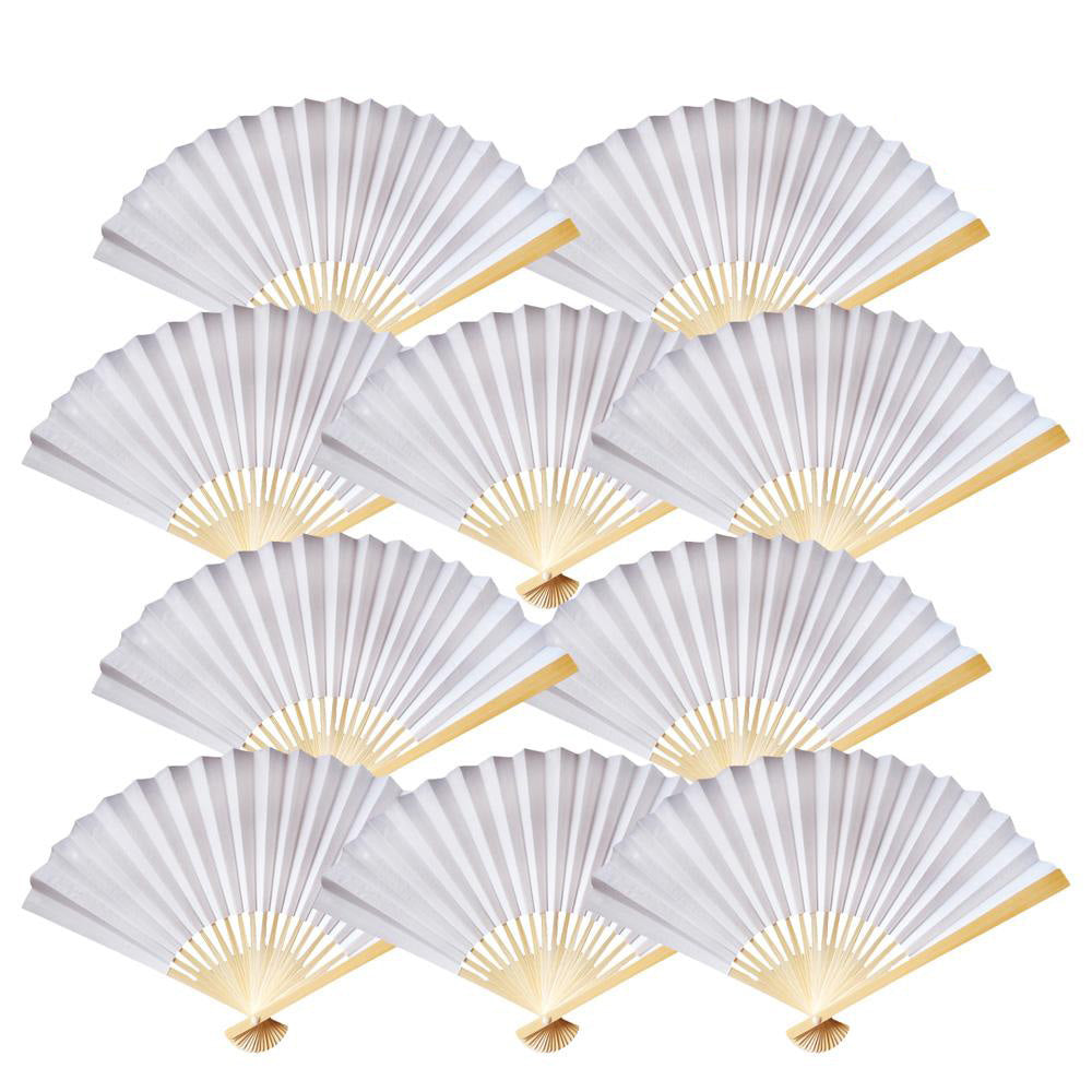 9 Red Paper Hand Fans for Weddings, Premium Paper Stock (10 Pack