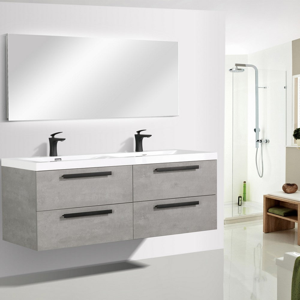 Surf 57 Inch Grey Double Sink Floating Bathroom Vanity Bathroomvip