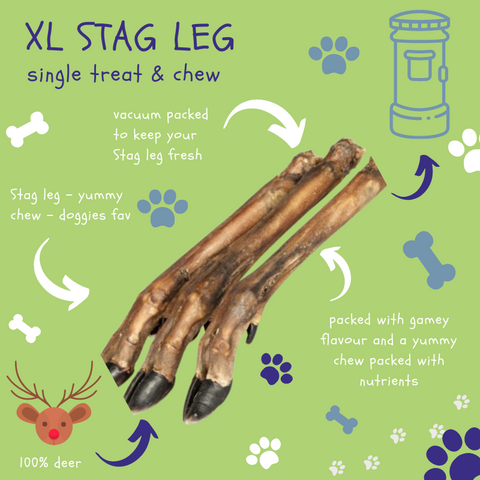 XL stag leg grain free dog chew from the dog chew company.