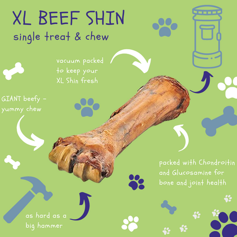 XL beef shin grain free dog chew infographic