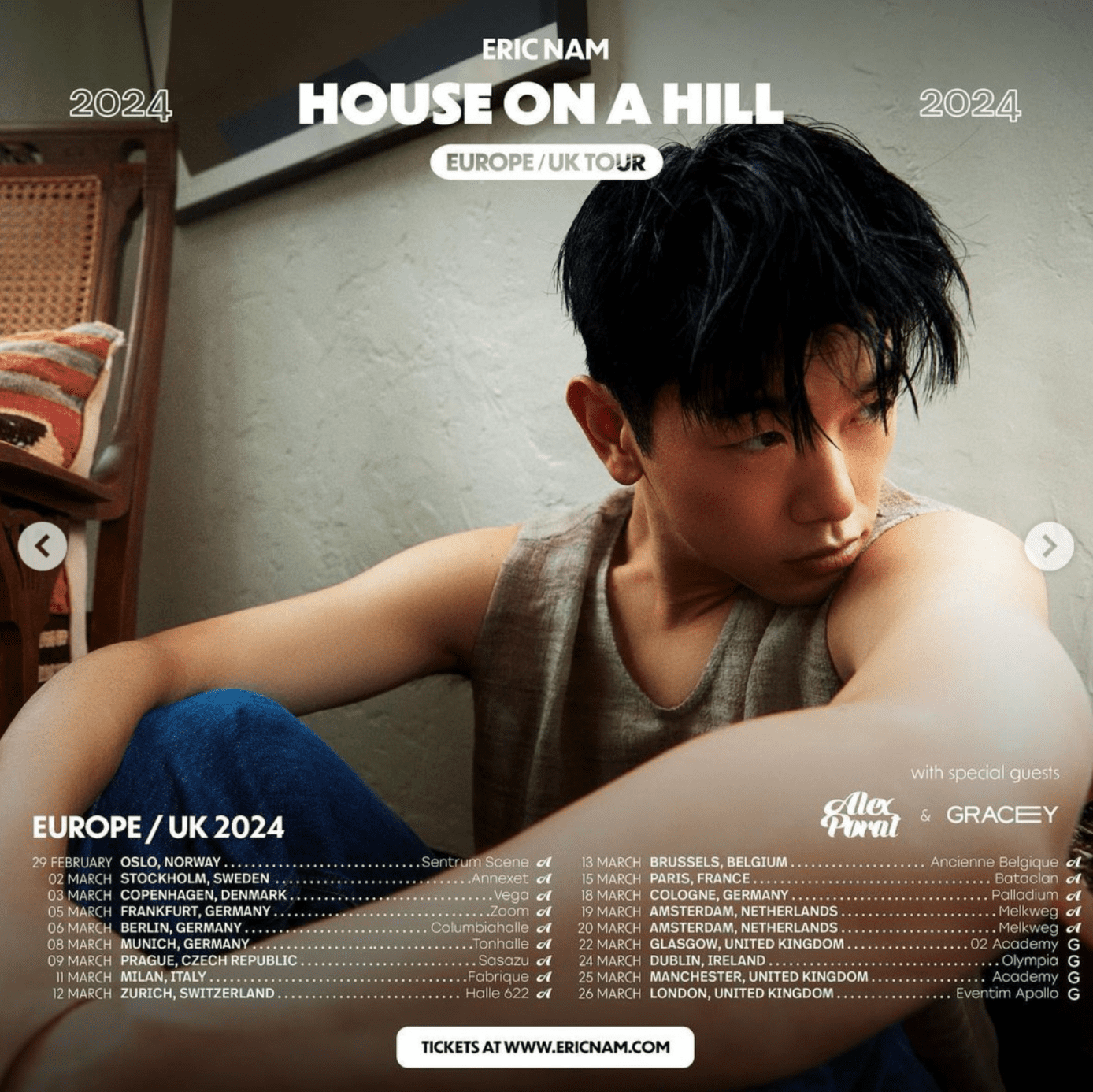ERIC NAM - ‘HOUSE ON A HILL’ EUROPE/ UK TOUR 2024 Poster