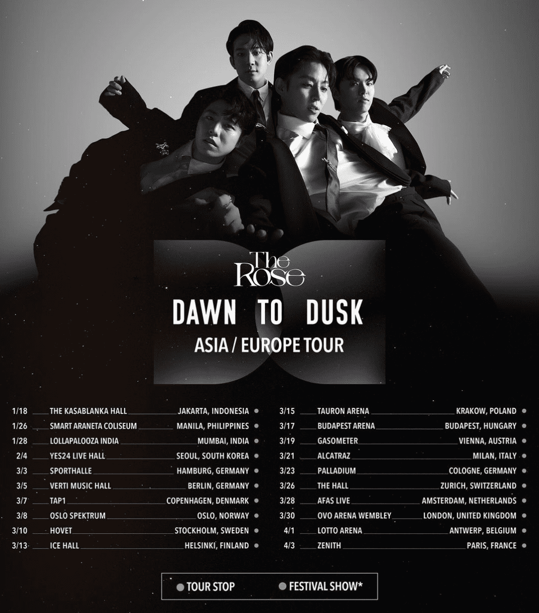 THE ROSE - ‘DAWN TO DUSK’ ASIA/ EUROPE TOUR Poster