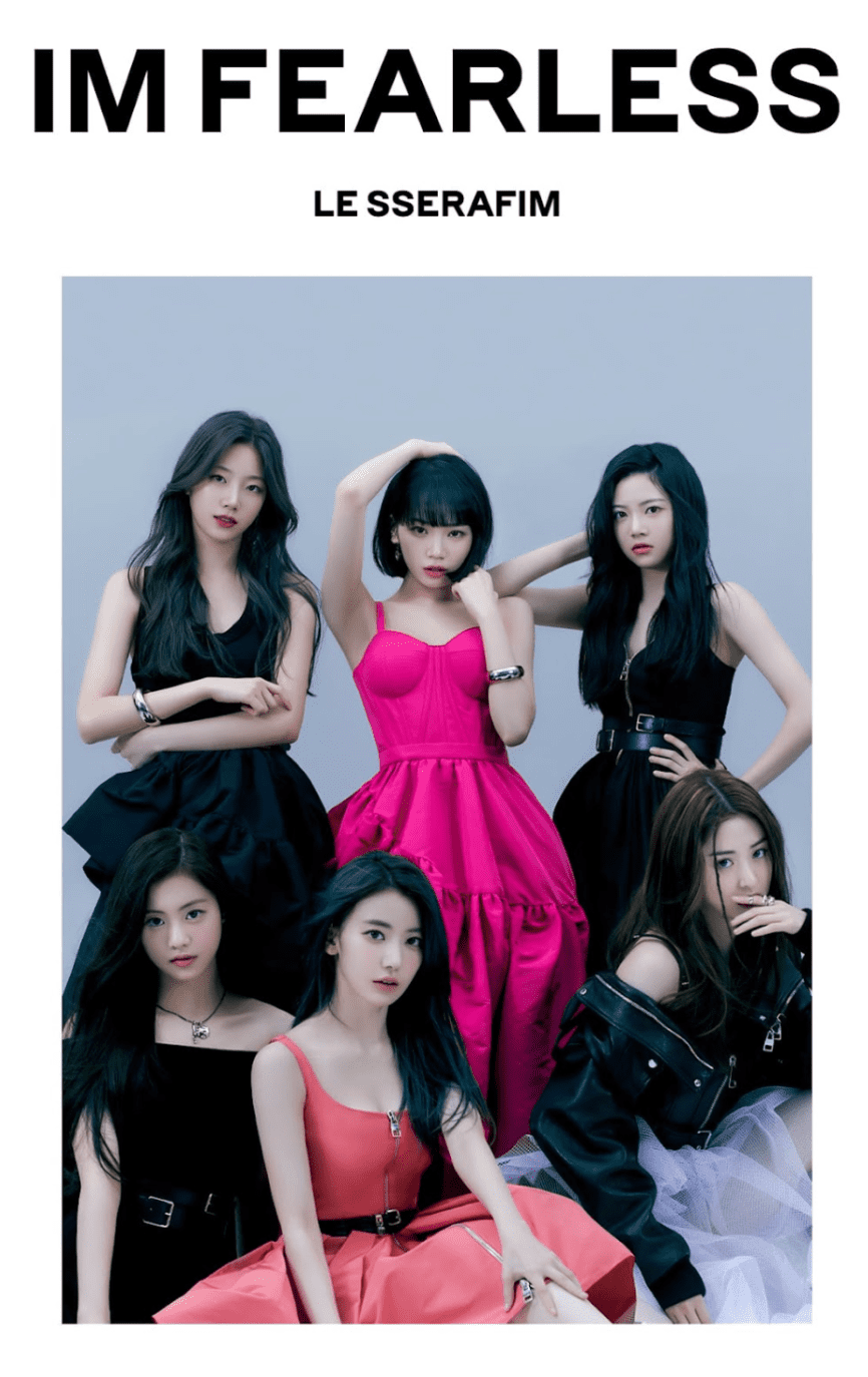 hybe corporation/ source music girlgroup le sserafim: im fearless poster