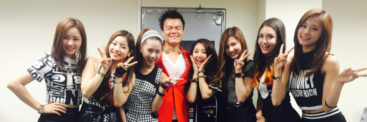 park jinyoung jyp with trainees from survival show sixteen future twice members