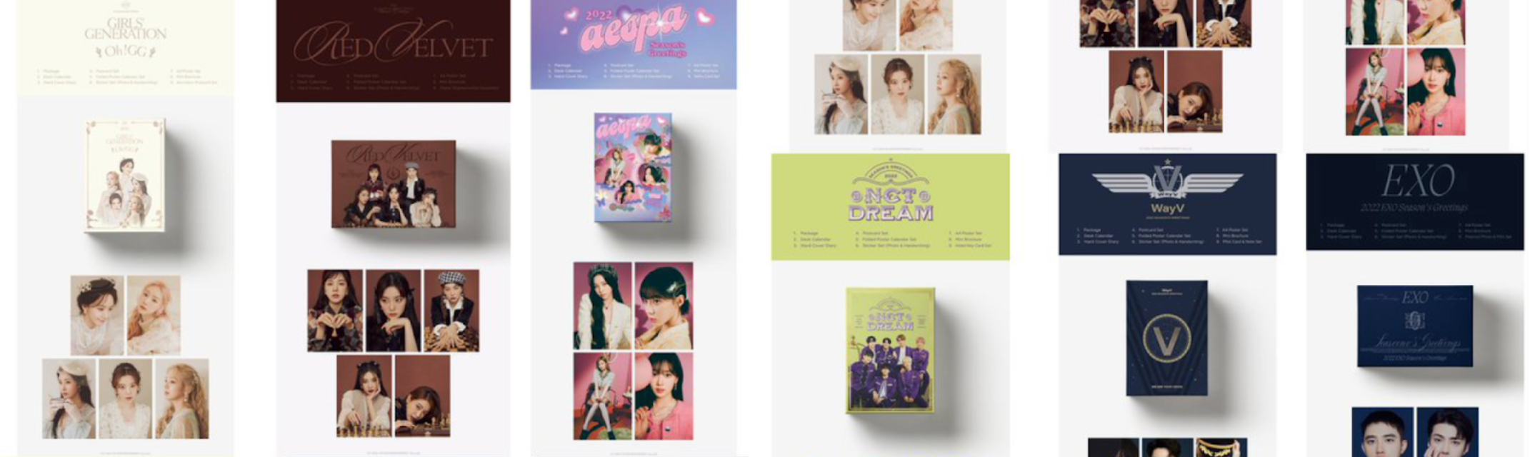 multiple product images of different Sm artists season's greetings 2022