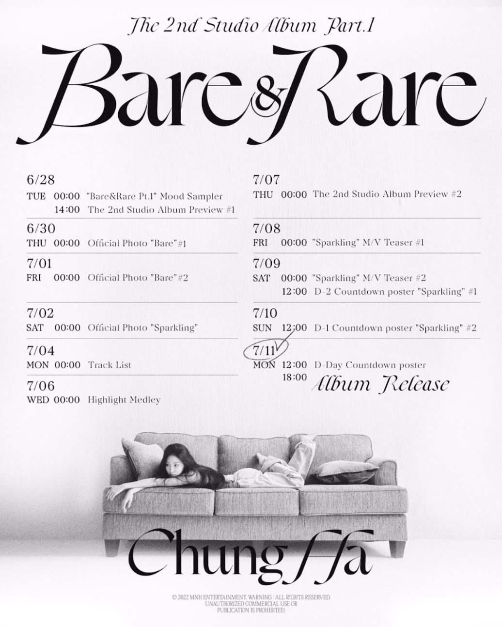 chungha The 2nd Studio Album Part. 1 ‘Bare & Rare’ : scheduler