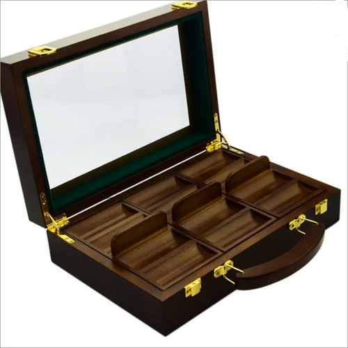 High-end Solid Wood Casino Chips Box Capacity 300/500pcs Chips High Quality Atmospheric Texas Poker Chips Capacity Suitcase