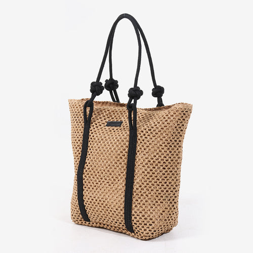 Simple Large Capacity One Shoulder Hollow Out Woven Bag