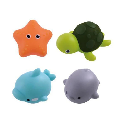 Baby Cute Animals Bath Toy Swimming Water LED Light Up Toys Soft Rubber Float Induction Luminous Frogs for Kids Play Funny Gifts