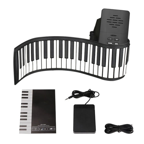 88 Keys Electronic Piano MIDI &USB Charge Portable ABS Soft Silicone Flexible Keyboard Digital Roll Up Piano with Horn and Pedal