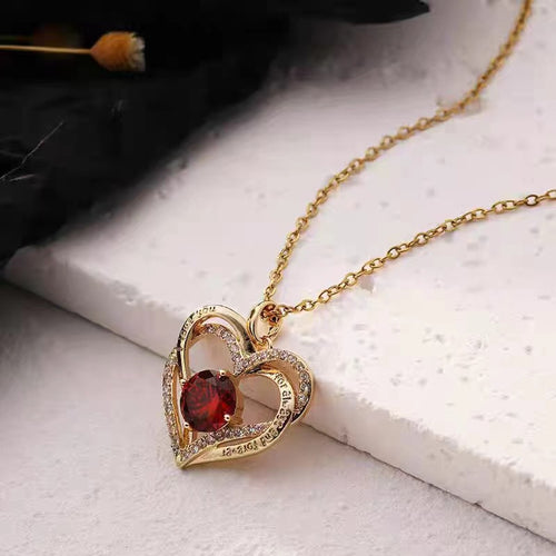 Necklace Female Red Sapphire Pendant Clavicle Chain Jewelry