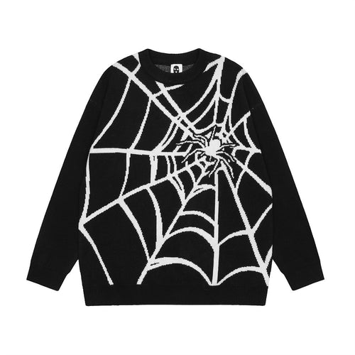 Spider Web Jacquard Knitted Sweater For Men