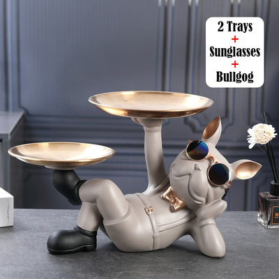 Dog Statue Butler With Tray For Storage French Bulldog Craft Gift - Statues & Sculptures