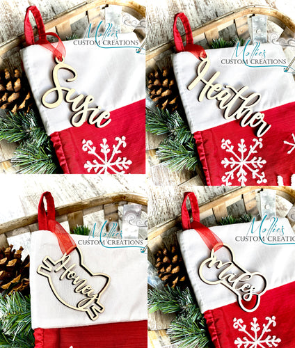 Custom Christmas stocking tags – Fountain City Woodshop