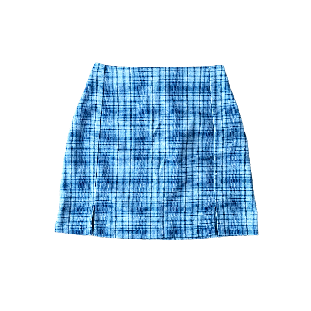 @charlottemckee / John Galt Blue Plaid Mini Skirt - Selleb