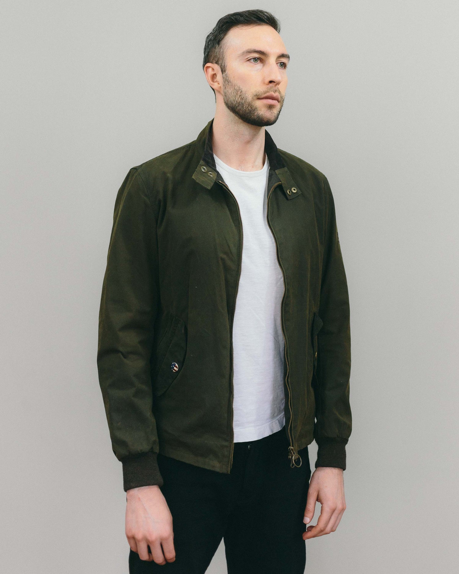 waxed cotton harrington jacket