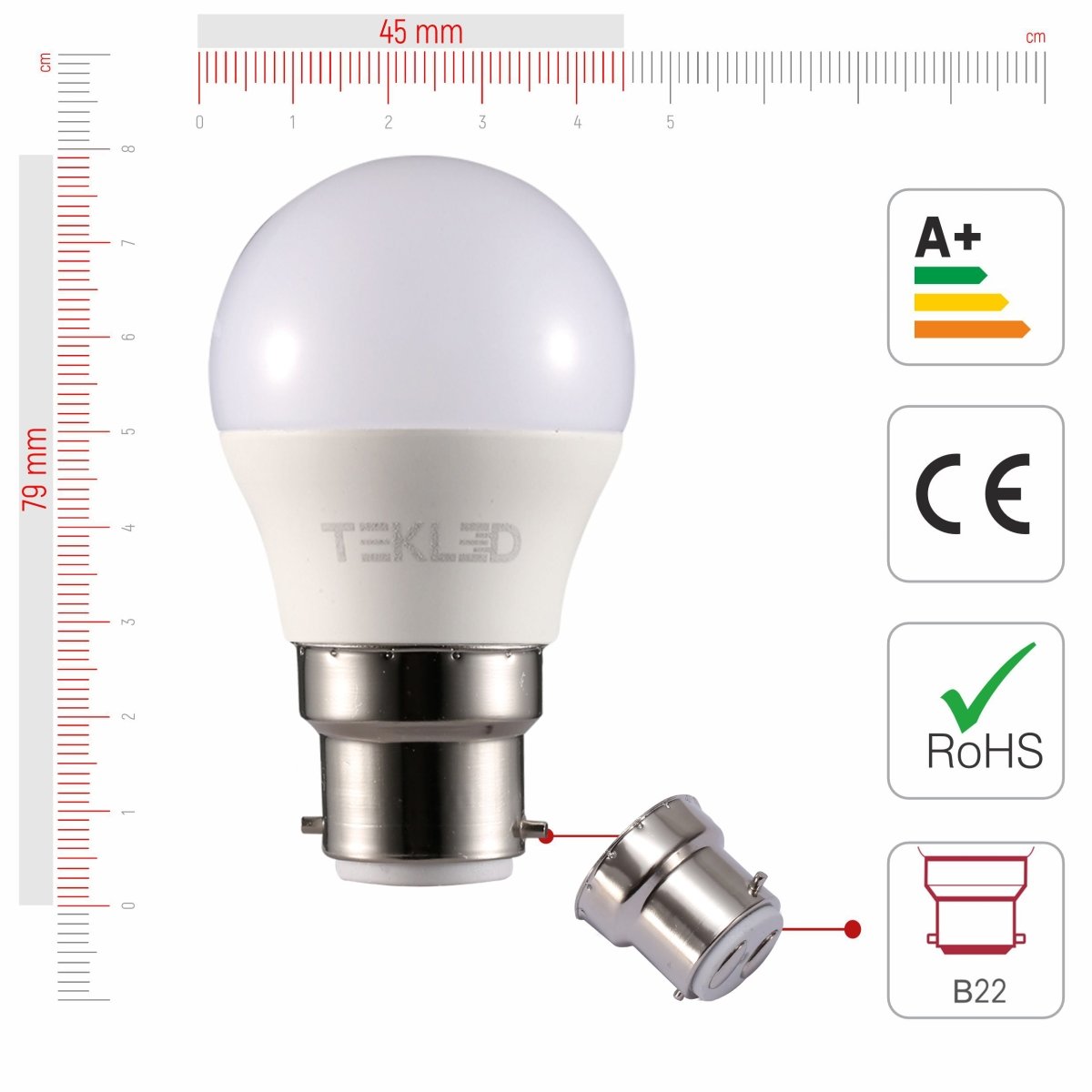LGT) LED Bulb G45 5W B22 Daylight 6500K / Warmwhite 3000K