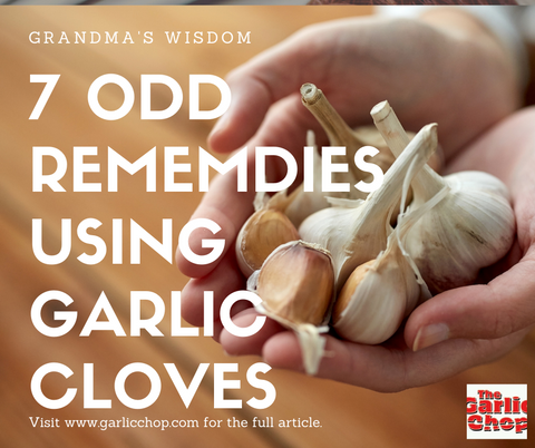 Hand Filled With Garlic Cloves With Text That Reads 7 Odd Remedies Using Garlic Cloves