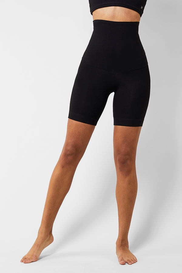 Extra Strong Compression Tummy Control Cropped Leggings with Side Pockets  Black XS / Black