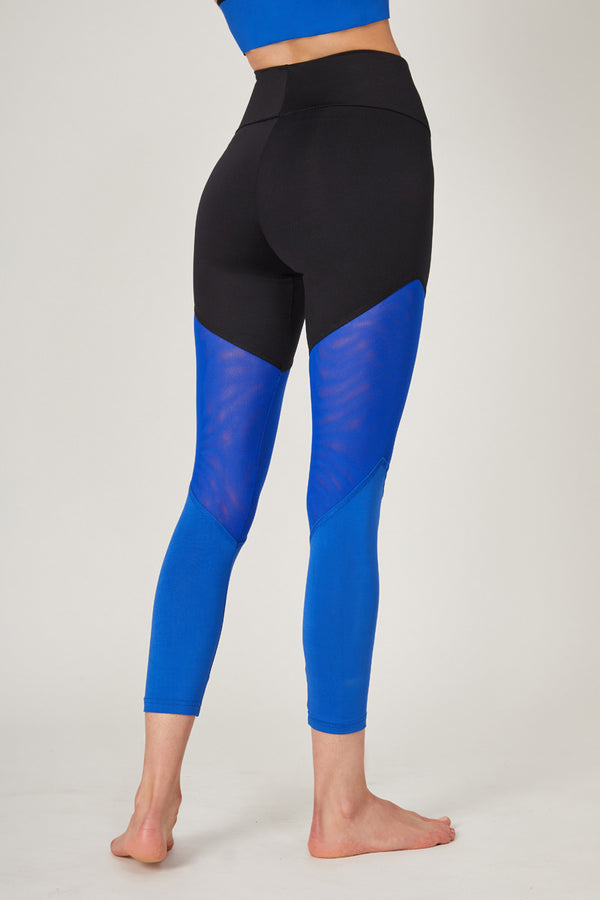 Tri Colour Blocked Legging (Medium Compression) - Electric Blue