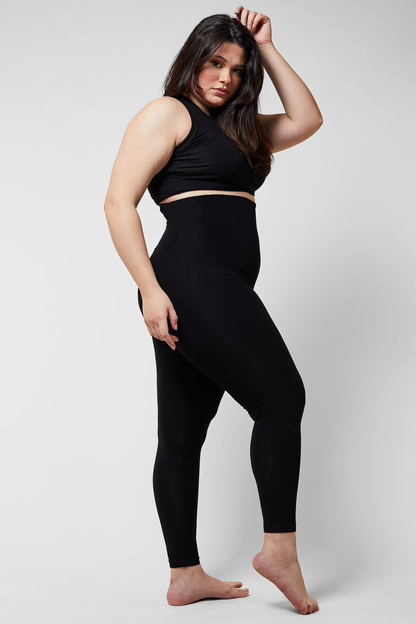 Extra Strong Compression Leggings with High Waisted Tummy Control Black XS  / Black / Regular 32