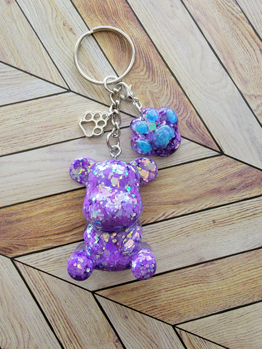 Teddy bear w/heart handmade keyring cute keychain