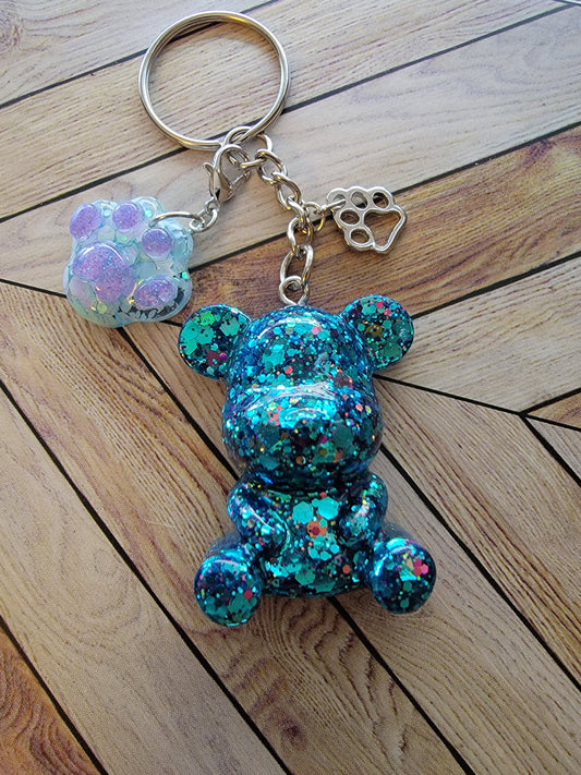 Teddy bear w/heart handmade keyring cute keychain