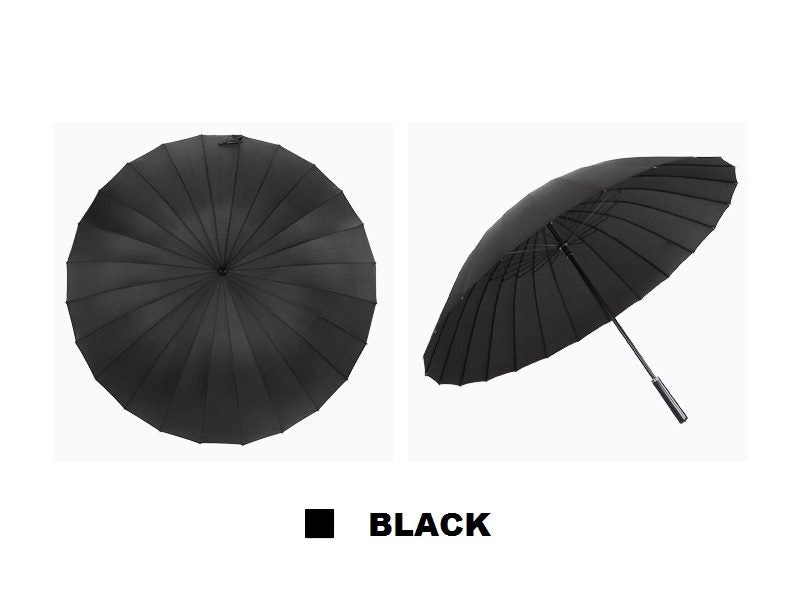 24-Rib Umbrella with Carrying Cover - Arc 130CM BLACK
