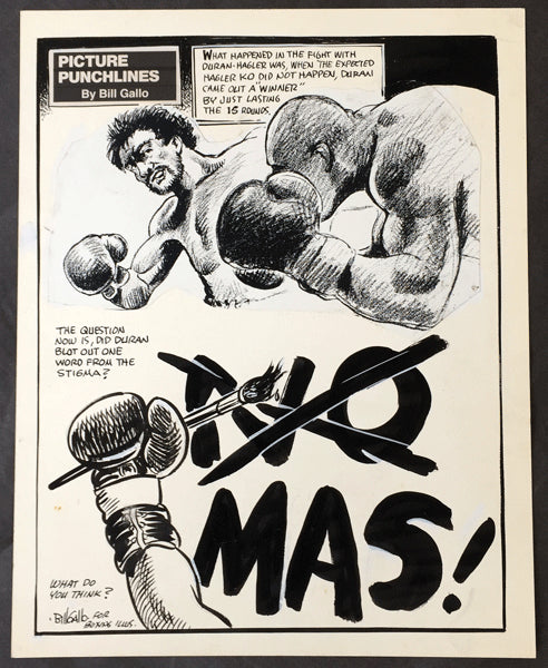 Duran Roberto Marvin Hagler Cartoon Art By Bill Gallo 1983 Jo Sports Inc 